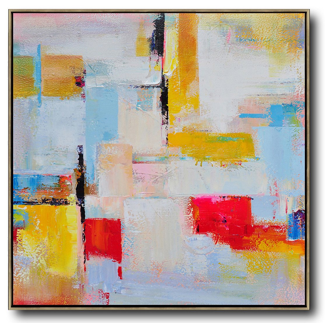 Hand-painted oversized Palette Knife Painting Contemporary Art on canvas, large square canvas art - Contemporary Art Daily Large
